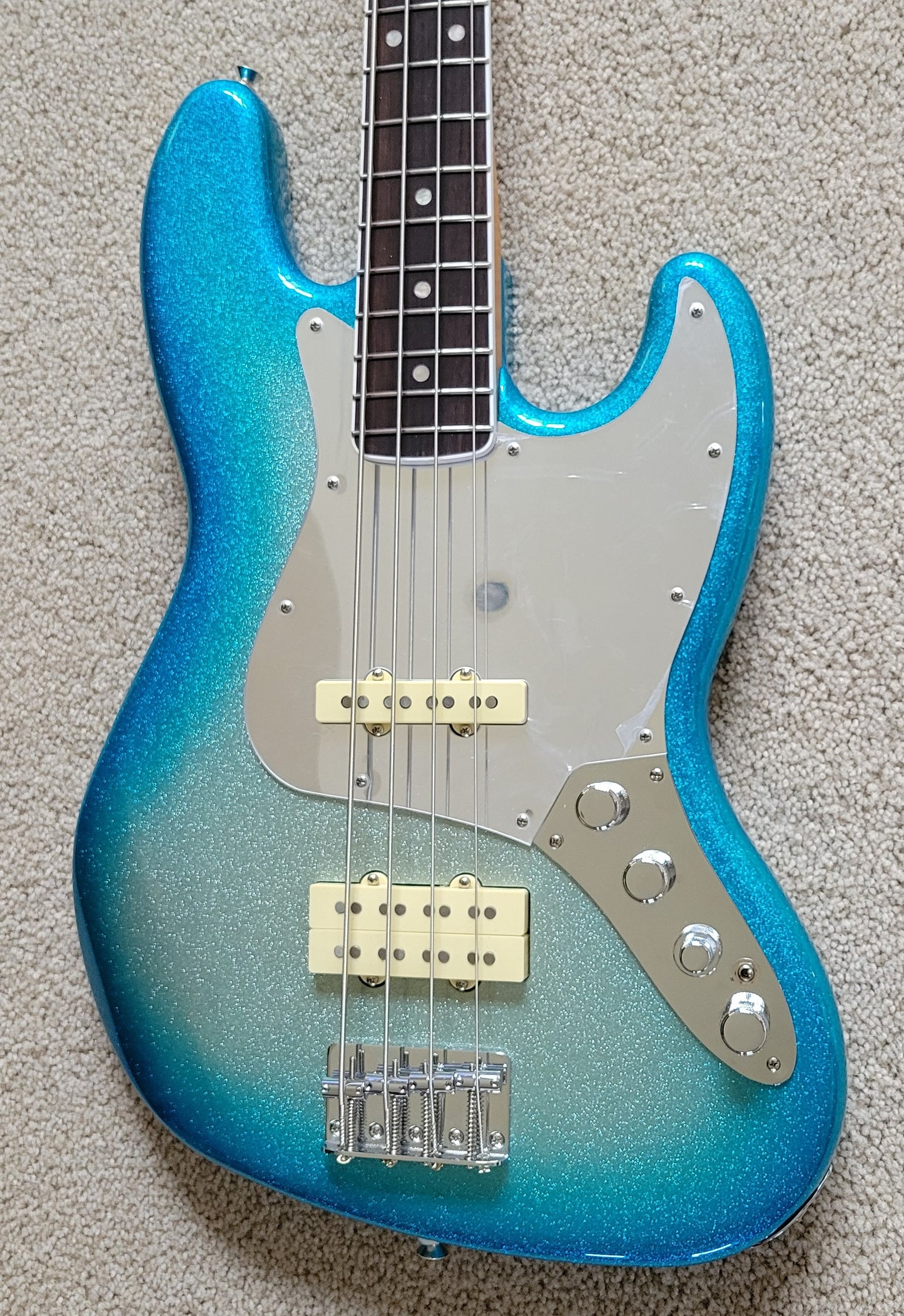 Fender Limited Player Plus x Blu DeTiger Jazz Bass Guitar, Sky Burst Sparkle, New Gig Bag