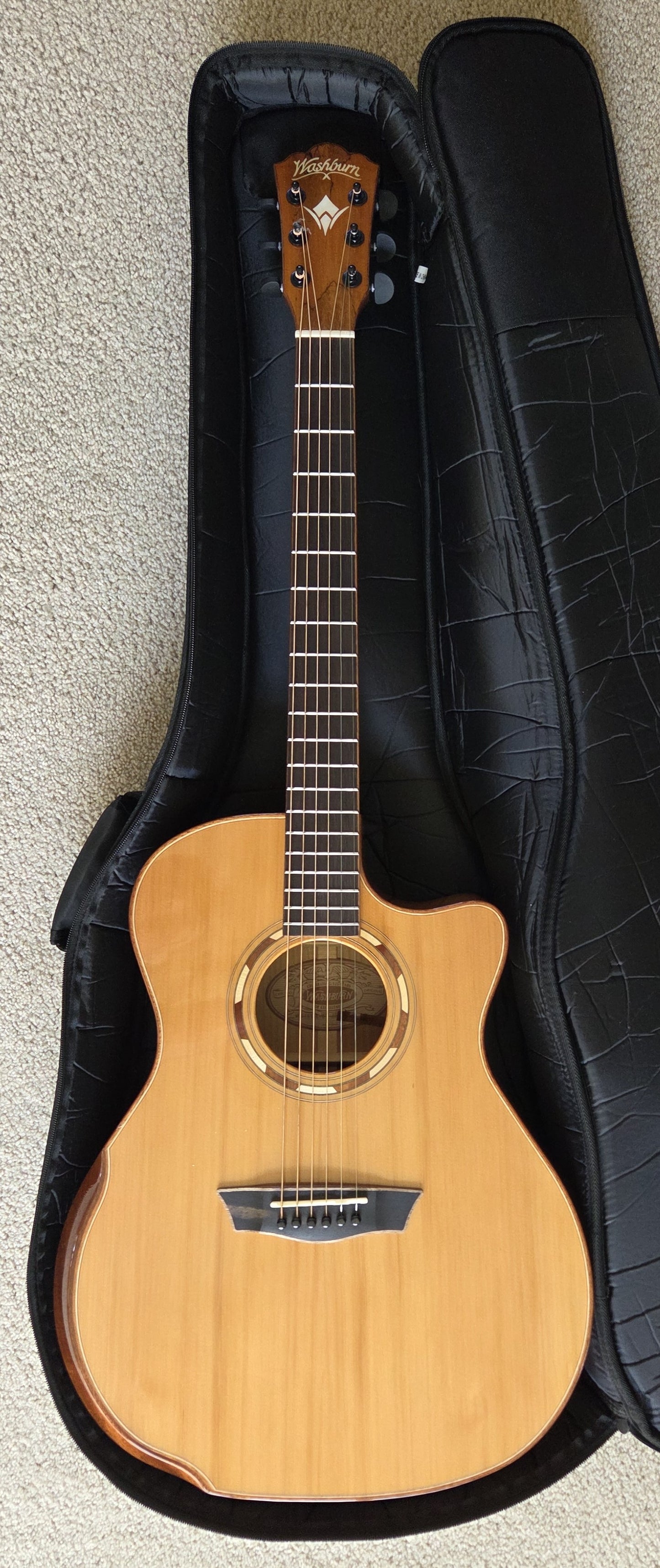 Washburn Comfort G66SCE Spalt Maple Acoustic Electric Guitar, Natural Gloss, New Gig Bag