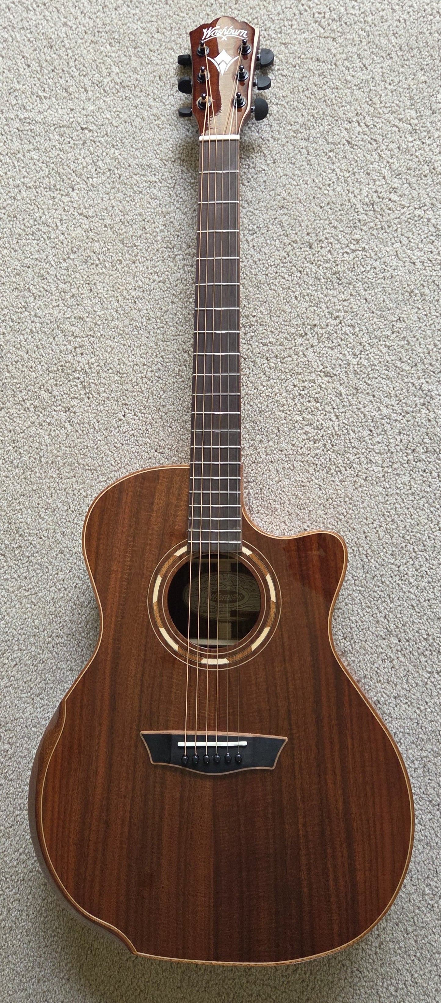 Washburn Comfort G55CE Koa Acoustic Electric Guitar, Natural Finish, New Gig Bag