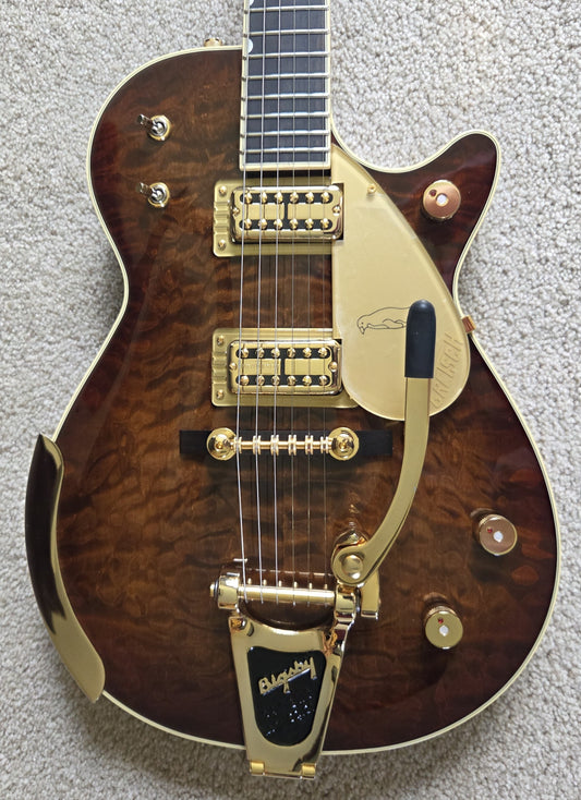 Gretsch G6134TGQM-59 Limited Edition Quilt Classic Penguin Electric Guitar, Forge Glow, Bigsby, Hard Shell Case