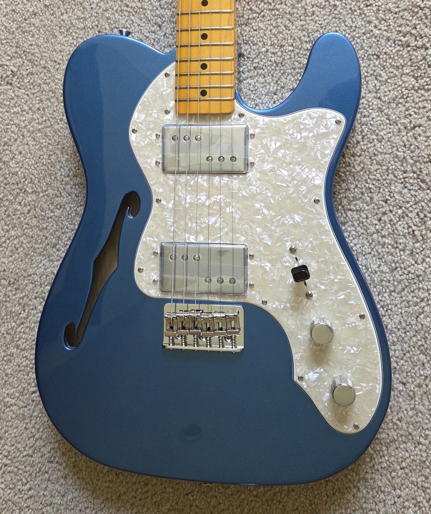 Fender American Vintage II 1972 Telecaster Thinline Electric Guitar, Lake Placid Blue, Hard Shell Case