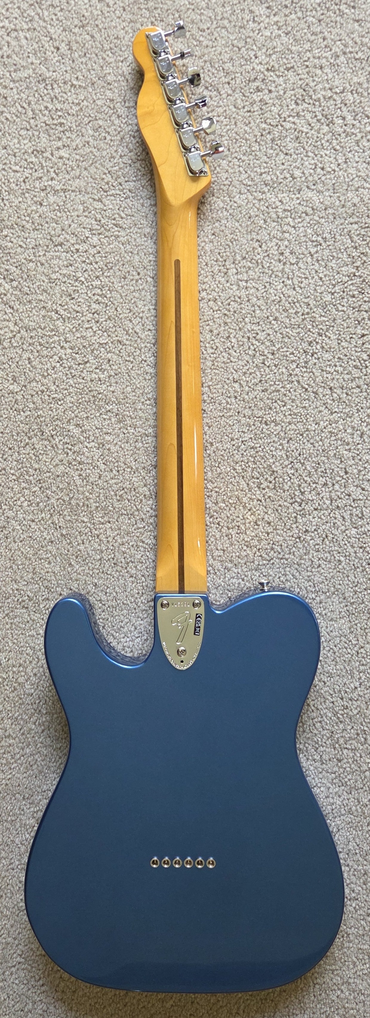 Fender American Vintage II 1972 Telecaster Thinline Electric Guitar, Lake Placid Blue, Hard Shell Case