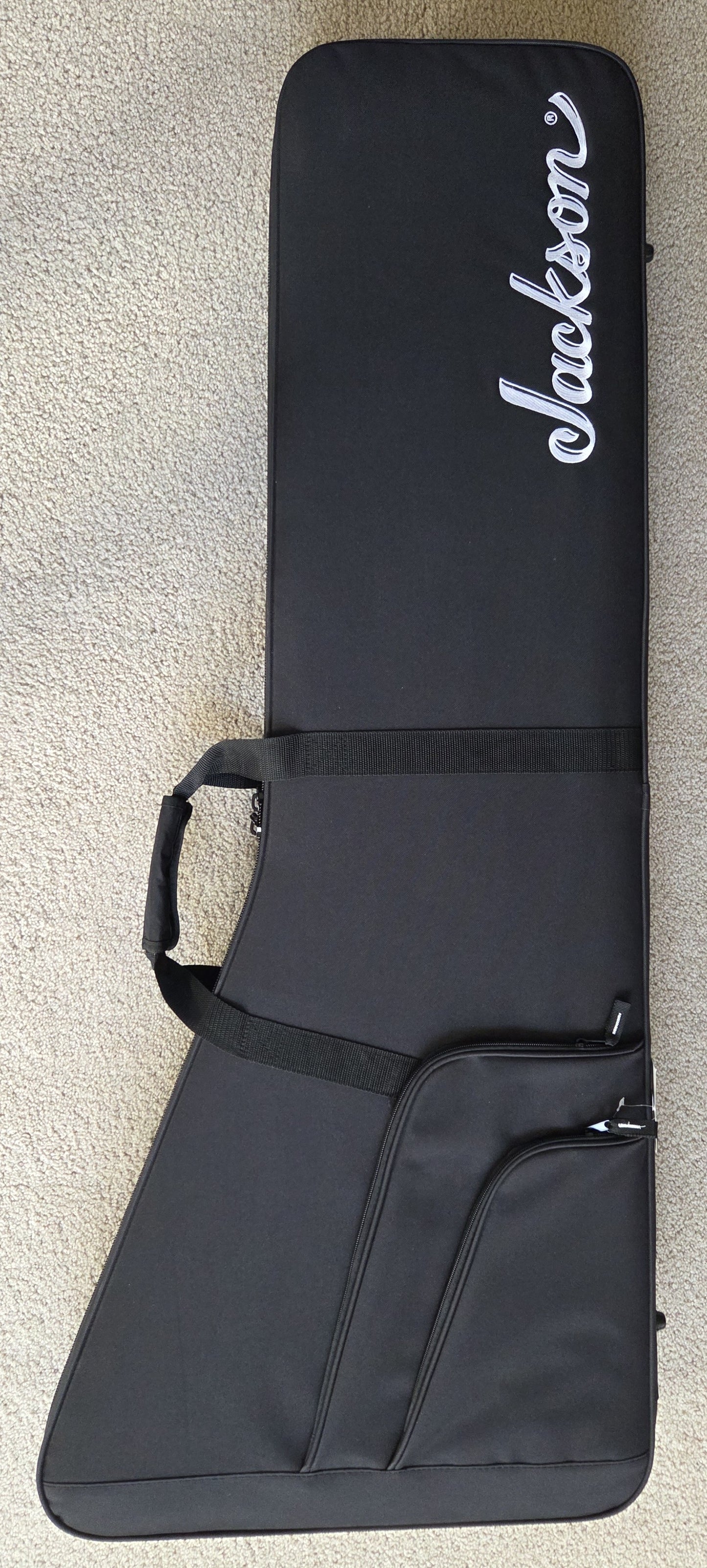 Jackson MJ Series Rhoads RR24MG Electric Guitar, Black with Yellow Pinstripes, Foam Core Fitted Case