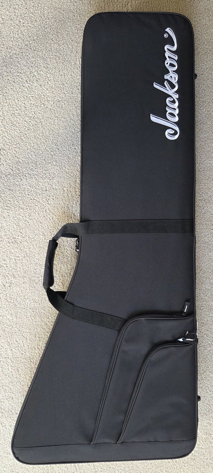 Jackson MJ Series Rhoads RR24MG Electric Guitar, Black with Yellow Pinstripes, Foam Core Fitted Case