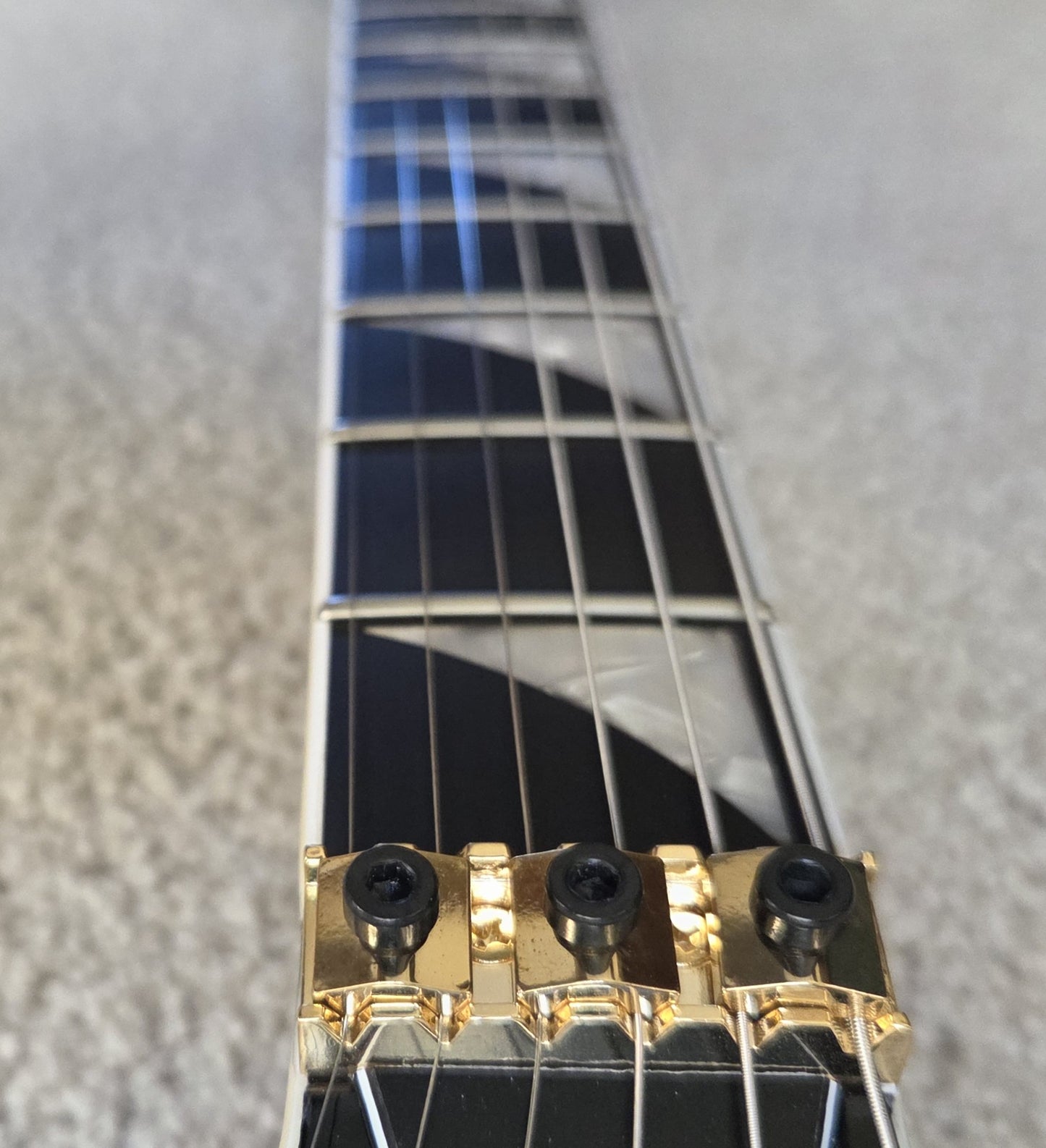 Jackson MJ Series Rhoads RR24MG Electric Guitar, Black with Yellow Pinstripes, Foam Core Fitted Case