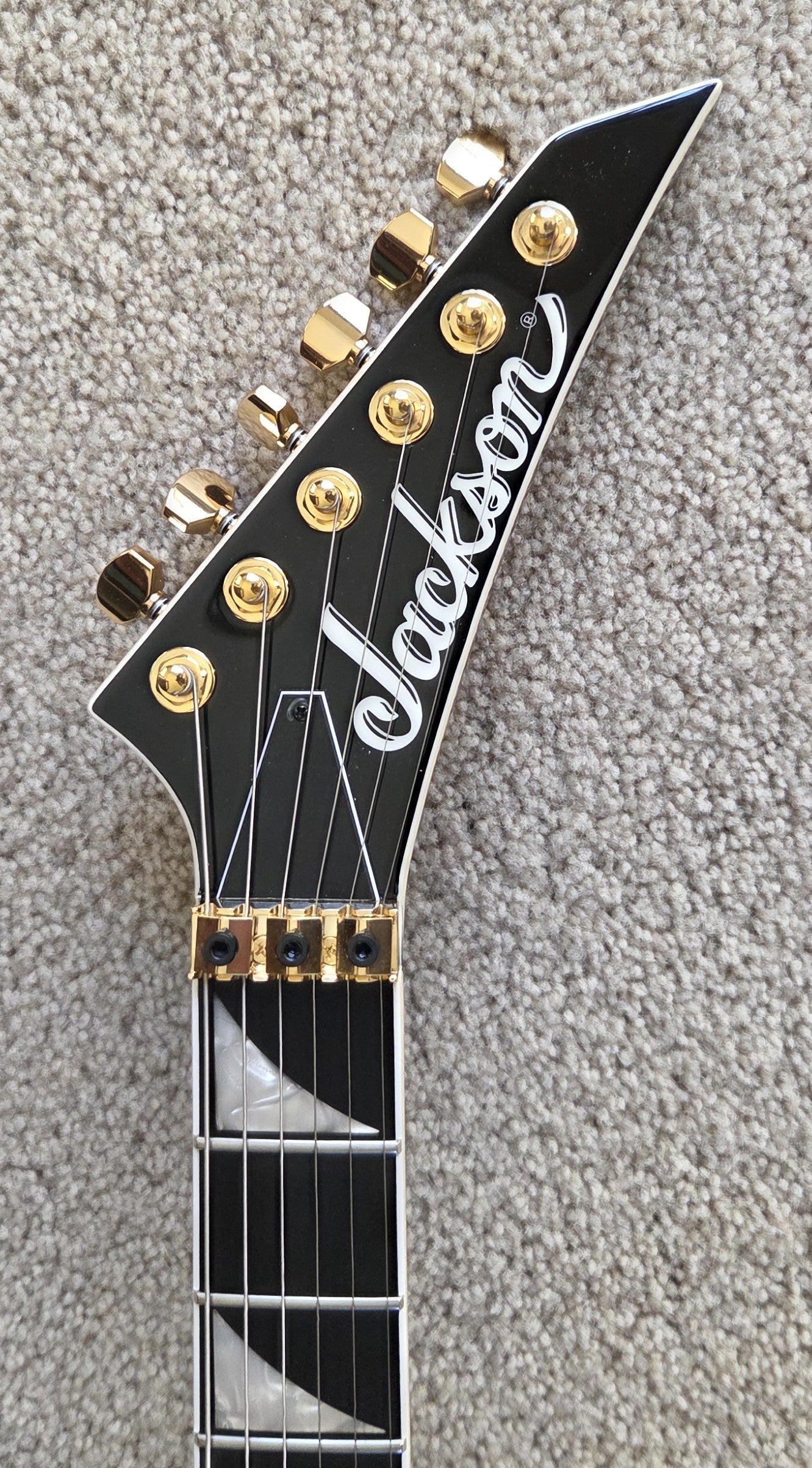 Jackson MJ Series Rhoads RR24MG Electric Guitar, Black with Yellow Pinstripes, Foam Core Fitted Case