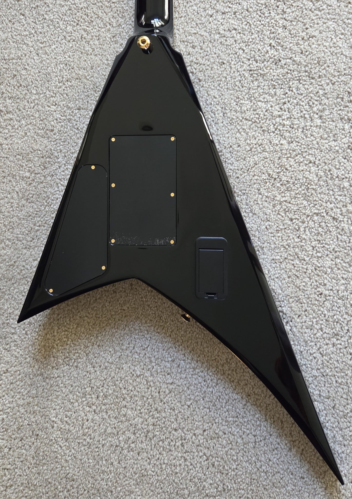 Jackson MJ Series Rhoads RR24MG Electric Guitar, Black with Yellow Pinstripes, Foam Core Fitted Case