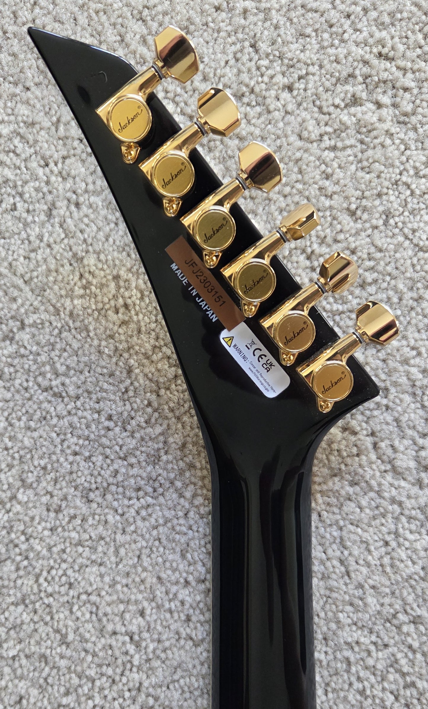 Jackson MJ Series Rhoads RR24MG Electric Guitar, Black with Yellow Pinstripes, Foam Core Fitted Case