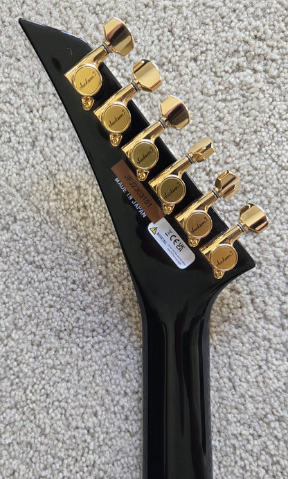 Jackson MJ Series Rhoads RR24MG Electric Guitar, Black with Yellow Pinstripes, Foam Core Fitted Case