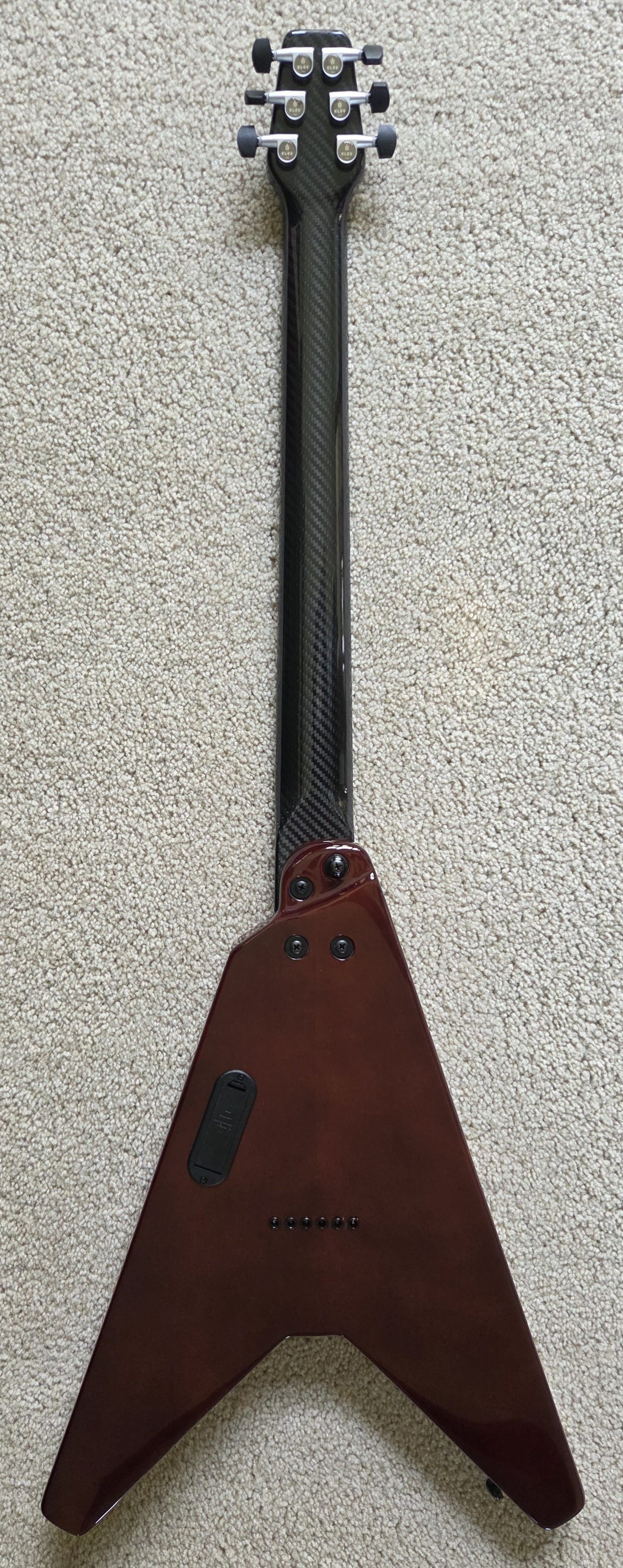 KLOS Vector Custom V-style Electric Guitar, Gold Finish, Carbon Fiber Neck, Gig Bag