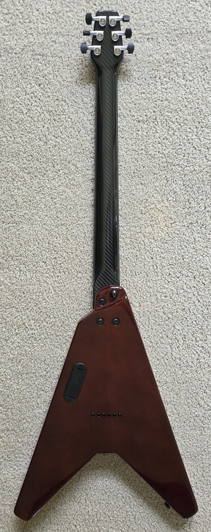KLOS Vector Custom V-style Electric Guitar, Gold Finish, Carbon Fiber Neck, Gig Bag