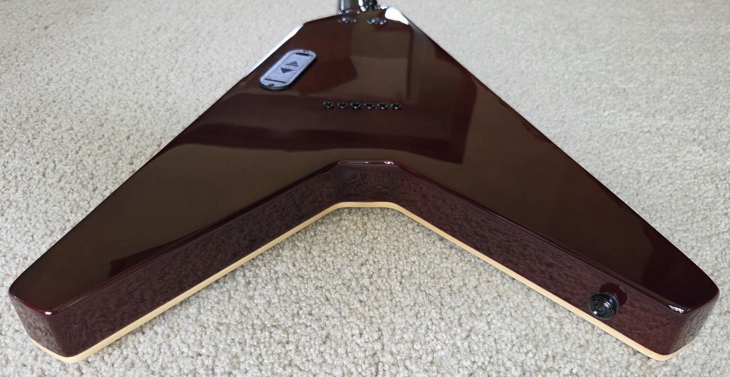 KLOS Vector Custom V-style Electric Guitar, Gold Finish, Carbon Fiber Neck, Gig Bag
