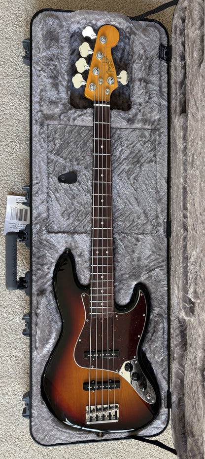 Fender American Professional II Jazz Bass V Guitar, 3-Color Sunburst, Deluxe Molded Hardshell Case