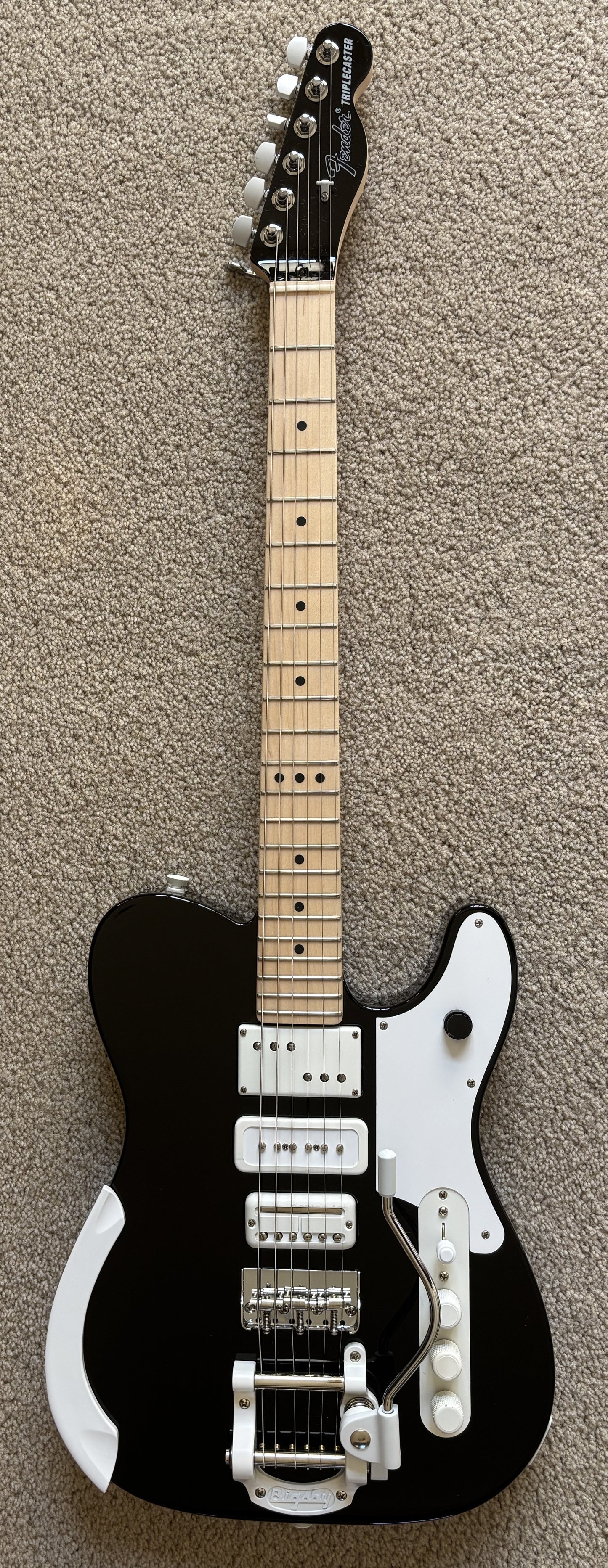 Fender Jack White Triplecaster Telecaster Electric Guitar, Original Hard Shell Case