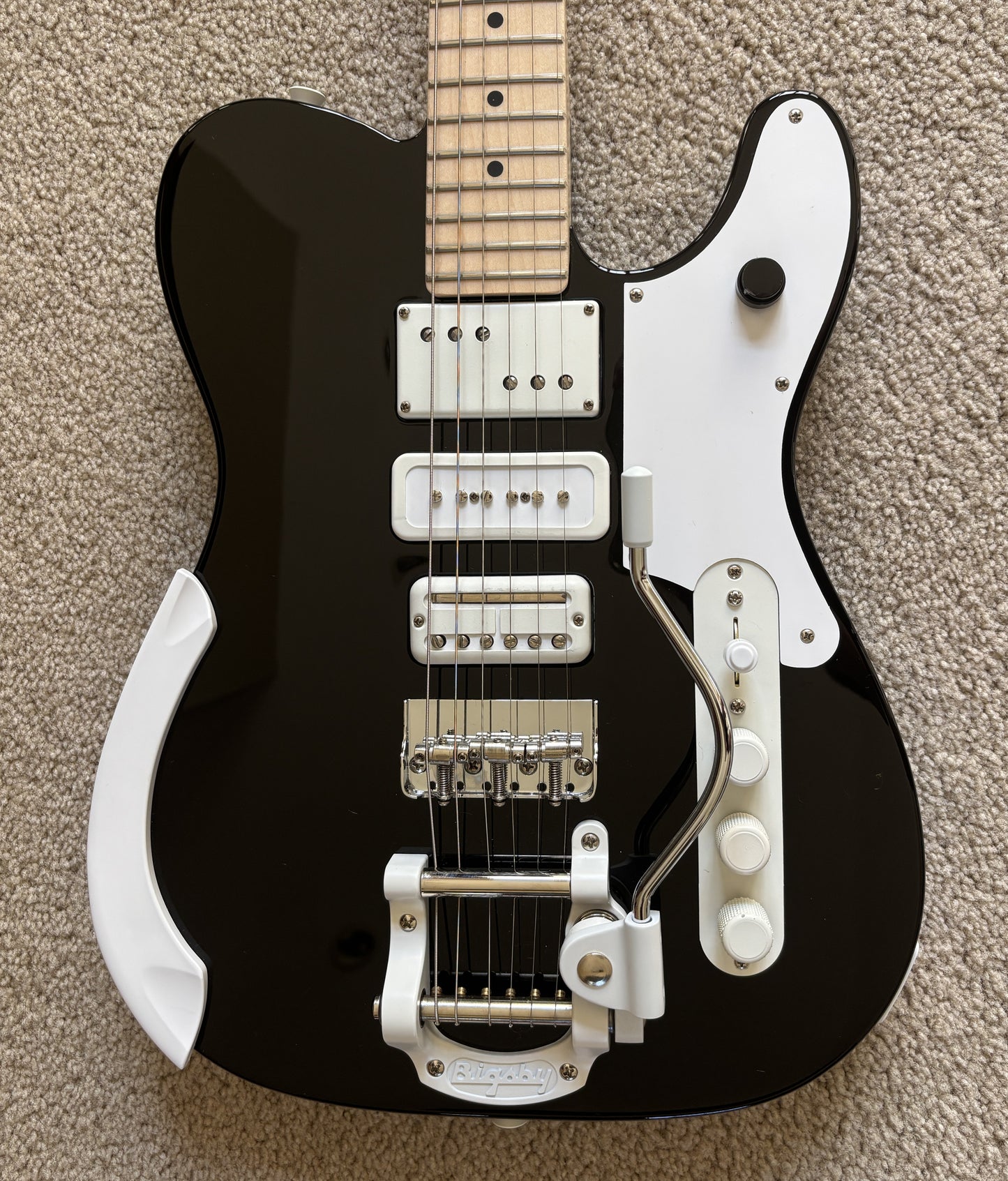 Fender Jack White Triplecaster Telecaster Electric Guitar, Original Hard Shell Case