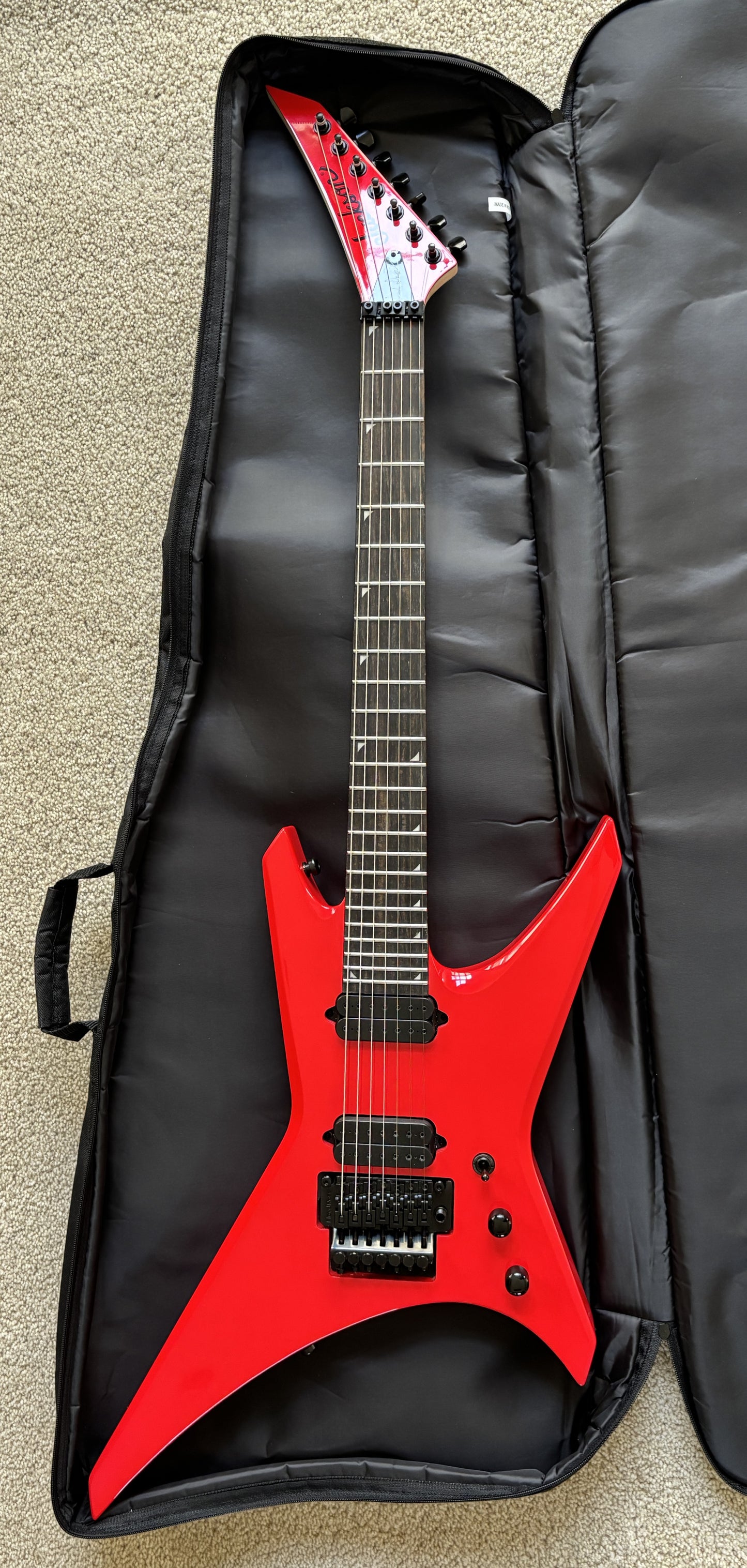 Jackson Pro Series Signature Dave Davidson Warrior WR7 Electric Guitar, Ferrari Red, Gig Bag
