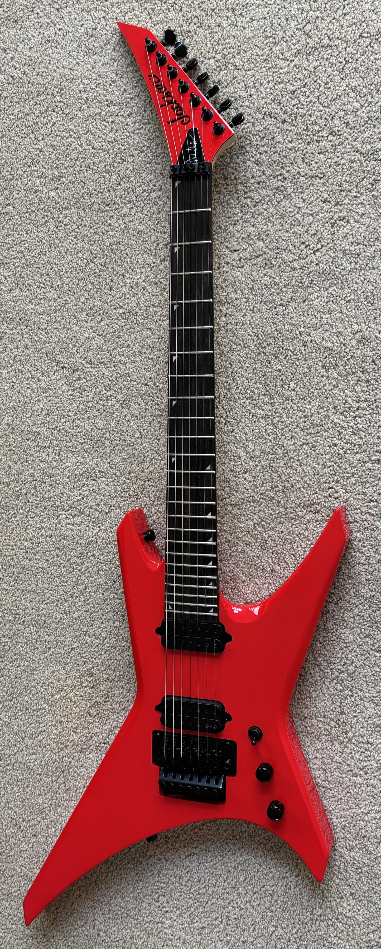 Jackson Pro Series Signature Dave Davidson Warrior WR7 Electric Guitar, Ferrari Red, Gig Bag