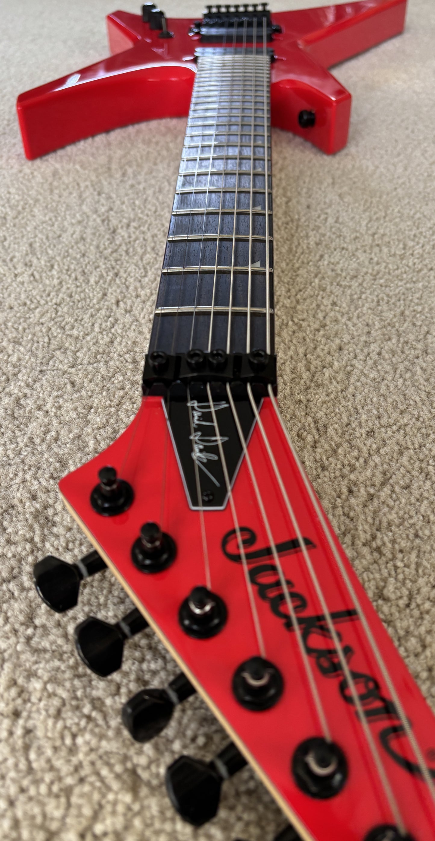Jackson Pro Series Signature Dave Davidson Warrior WR7 Electric Guitar, Ferrari Red, Gig Bag