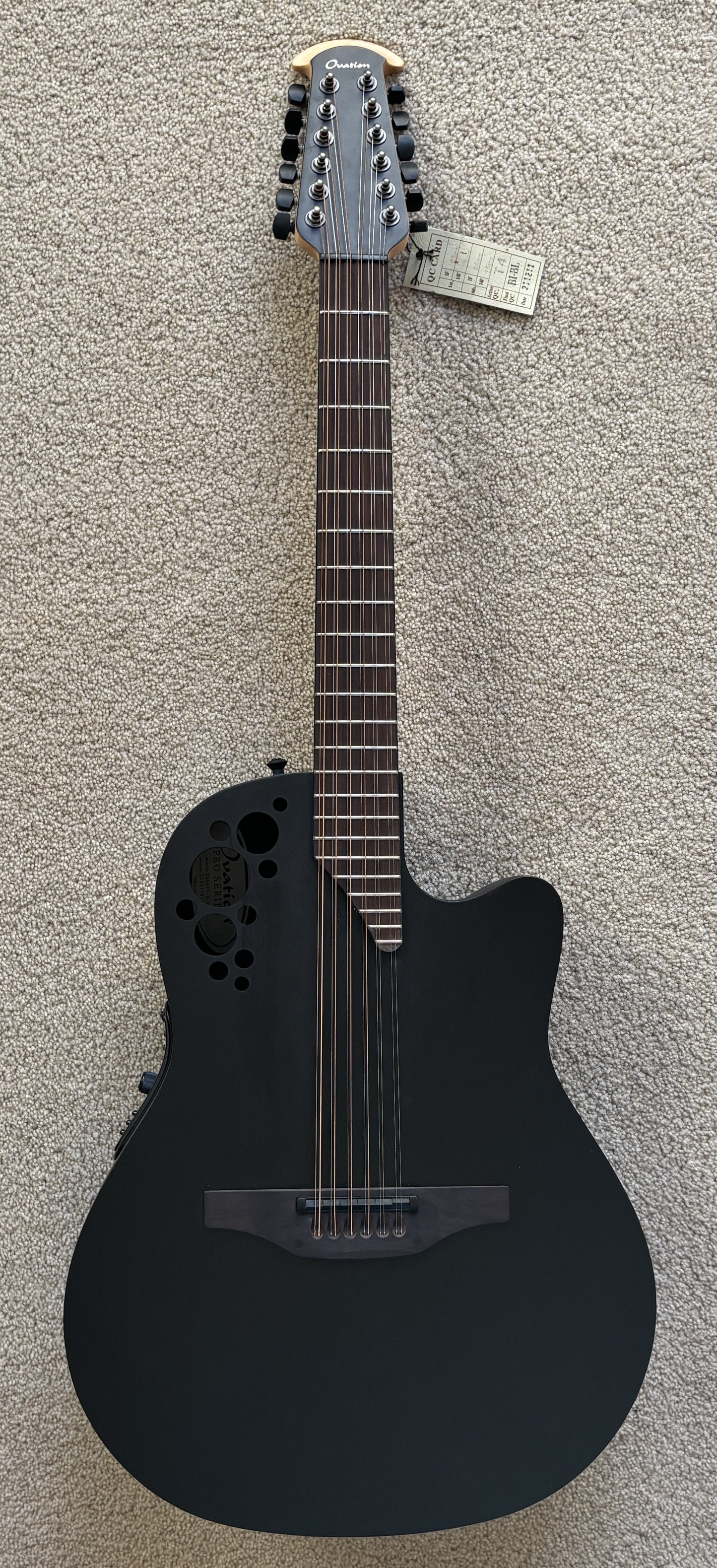 Ovation 2058TX-5-G E-Acoustic Guitar Elite TX Deep Contour Cutaway 12-string, Black Textured