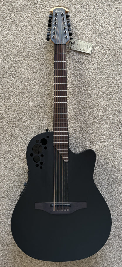 Ovation 2058TX-5-G E-Acoustic Guitar Elite TX Deep Contour Cutaway 12-string, Black Textured