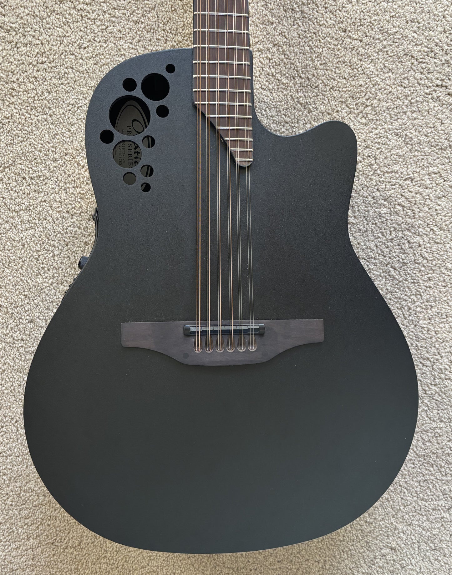 Ovation 2058TX-5-G E-Acoustic Guitar Elite TX Deep Contour Cutaway 12-string, Black Textured