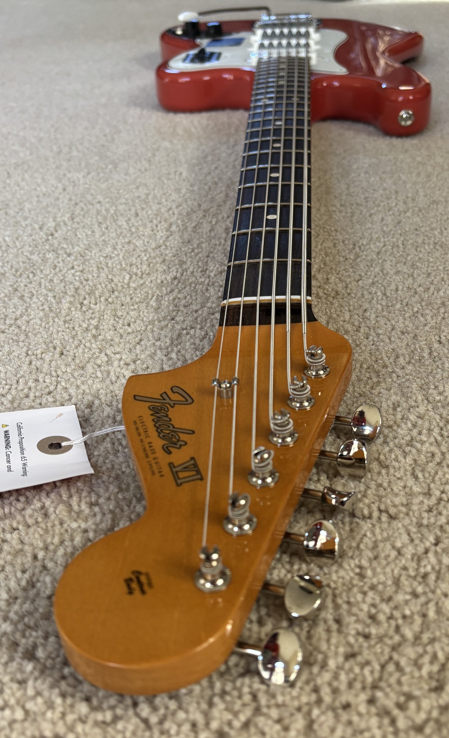 Fender Vintera II '60s Bass VI Electric Guitar, Fiesta Red, Fender Gig Bag