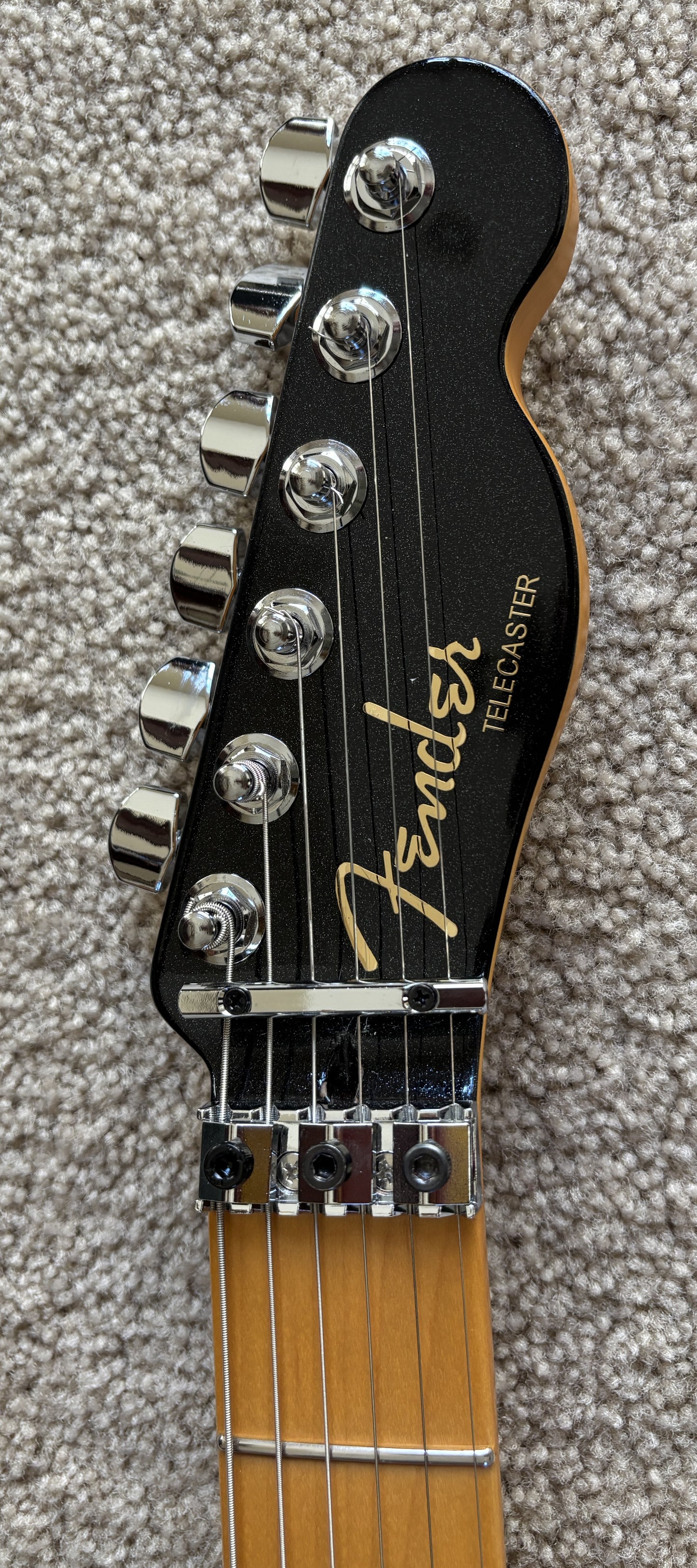 Fender American Ultra Luxe Telecaster Electric Guitar, Floyd Rose, Mystic Black, Deluxe Hardshell Case