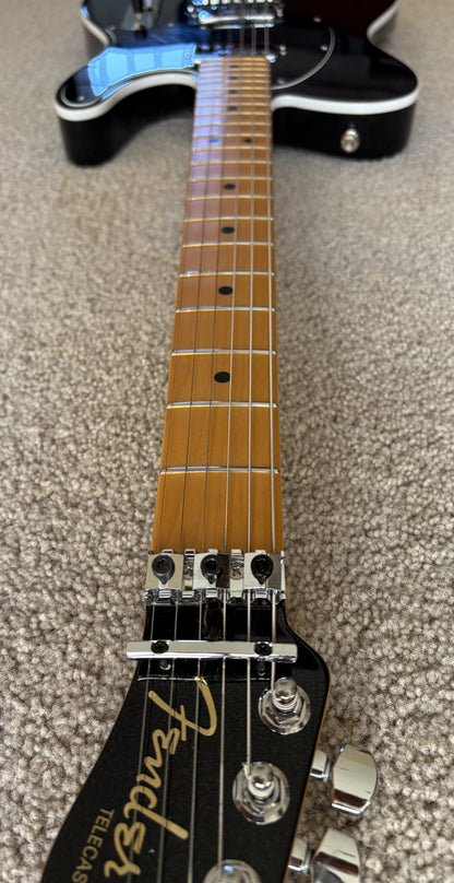 Fender American Ultra Luxe Telecaster Electric Guitar, Floyd Rose, Mystic Black, Deluxe Hardshell Case