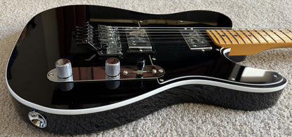 Fender American Ultra Luxe Telecaster Electric Guitar, Floyd Rose, Mystic Black, Deluxe Hardshell Case