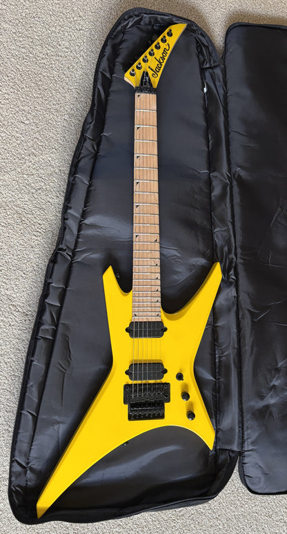 Jackson Pro Series Signature Dave Davidson Warrior WR7 MAH Electric Guitar, Ferrari Yellow, Gig Bag