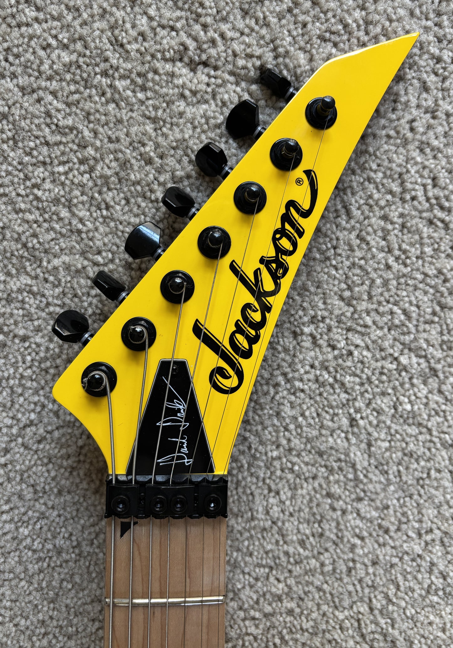 Jackson Pro Series Signature Dave Davidson Warrior WR7 MAH Electric Guitar, Ferrari Yellow, Gig Bag