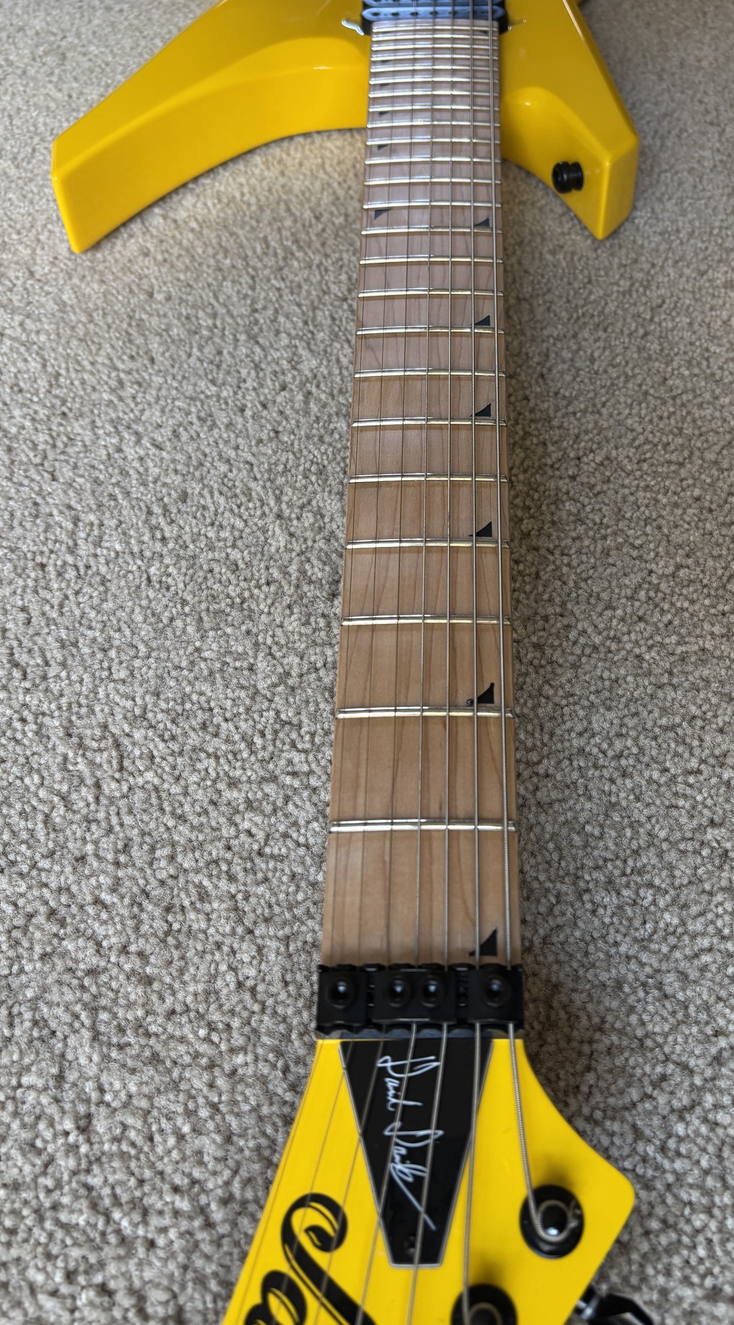 Jackson Pro Series Signature Dave Davidson Warrior WR7 MAH Electric Guitar, Ferrari Yellow, Gig Bag