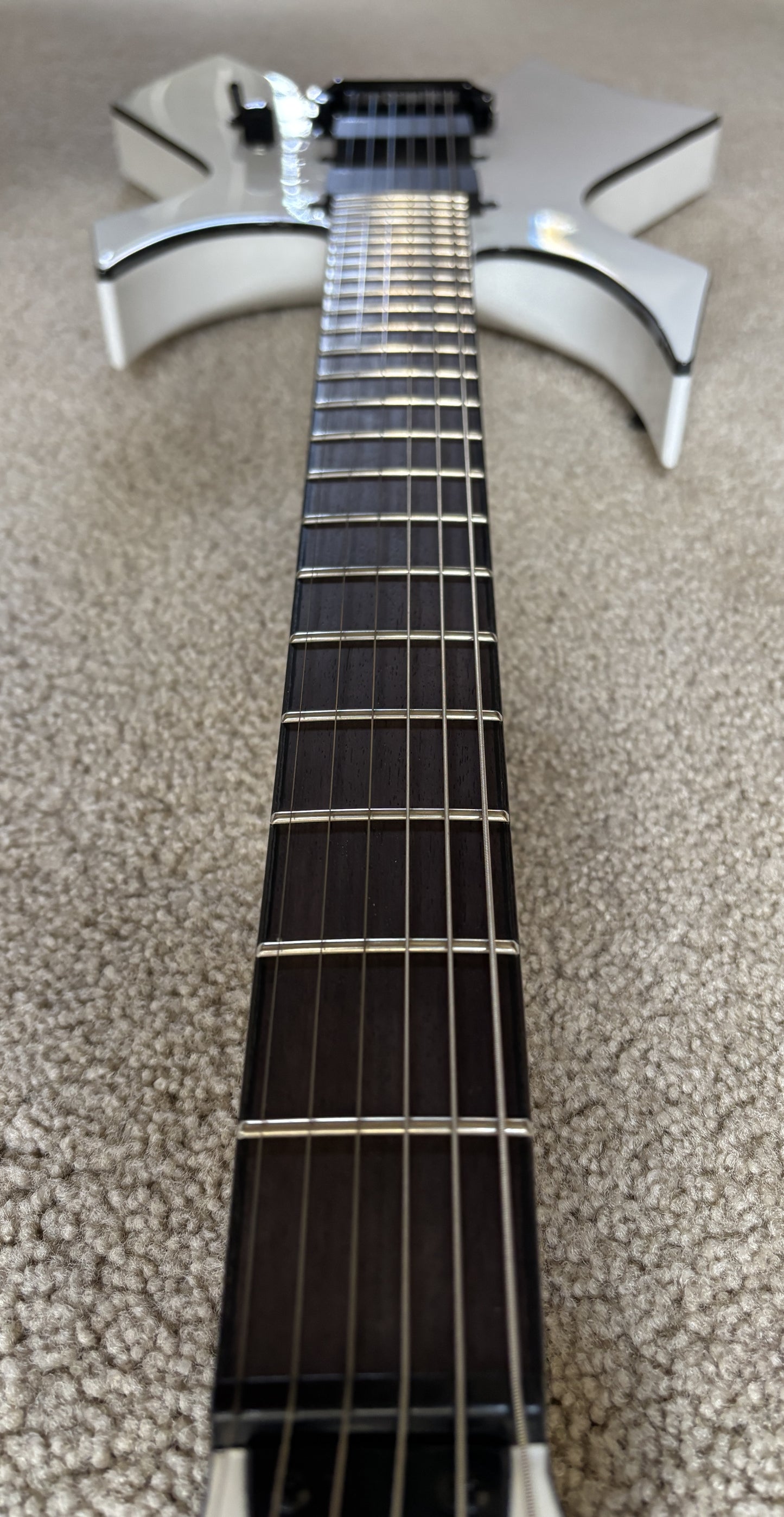 B.C.Rich Warlock Prophecy Electric Guitar, Quad Bridge, Matte White, New Jackson Gig Bag