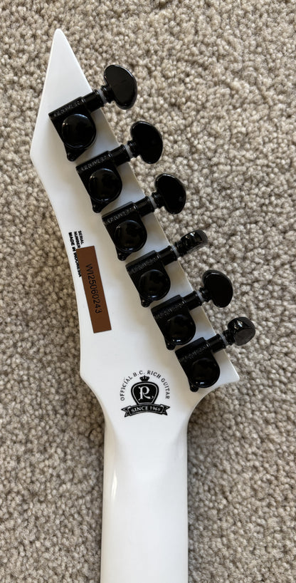 B.C.Rich Warlock Prophecy Electric Guitar, Quad Bridge, Matte White, New Jackson Gig Bag