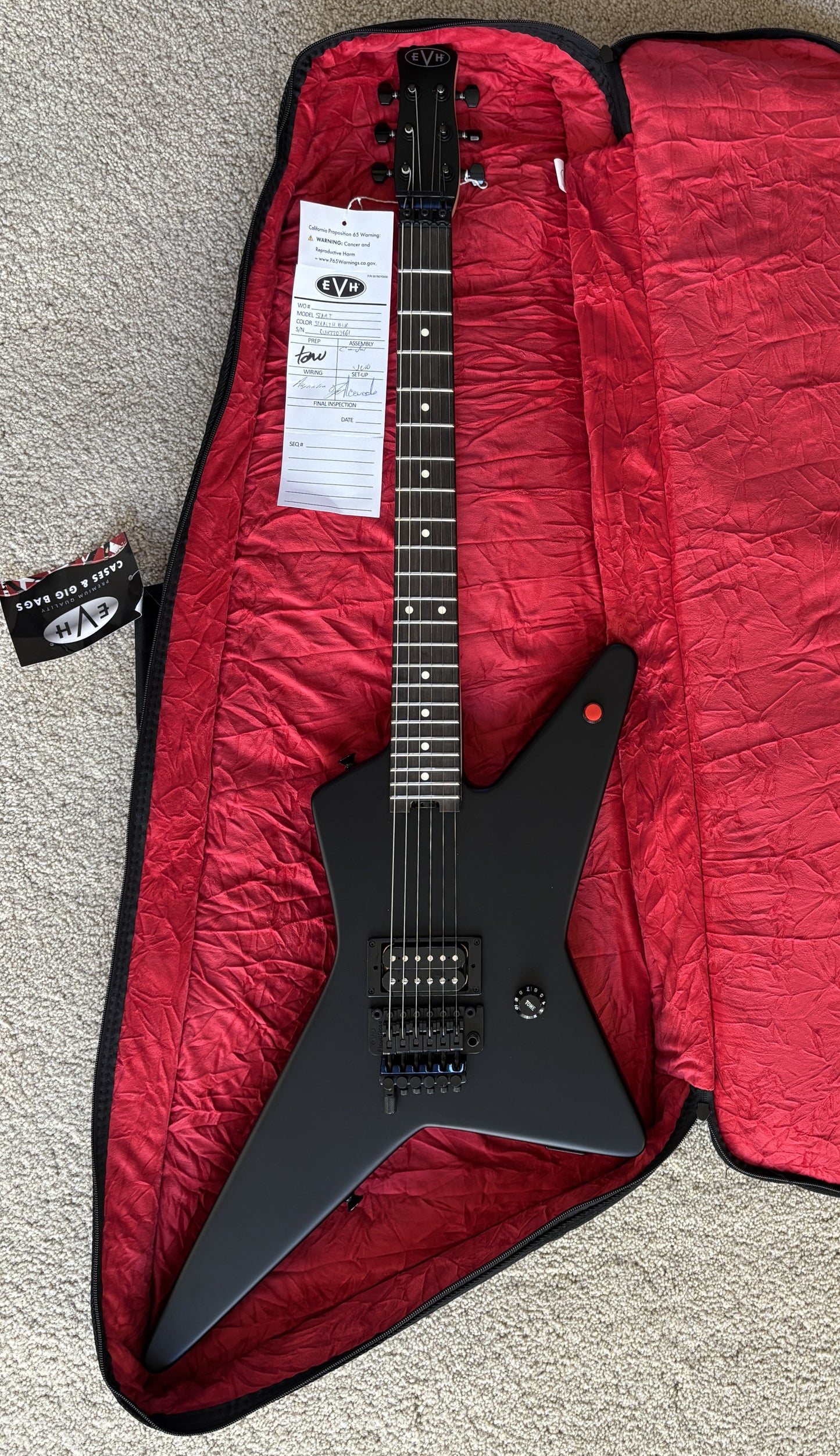 EVH Limited Edition Star Electric Guitar, Stealth Black, Gig Bag