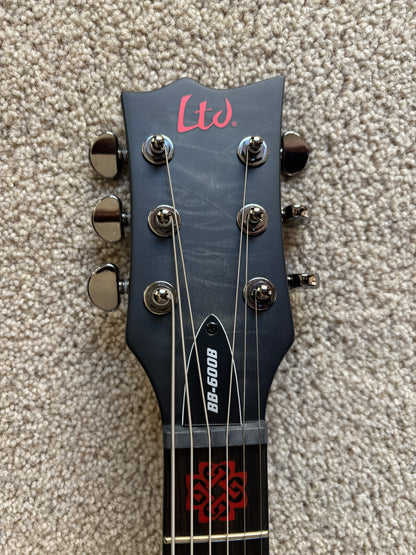 ESP LTD BB-600B Baritone Electric Guitar, See Thru Black Sunburst Satin