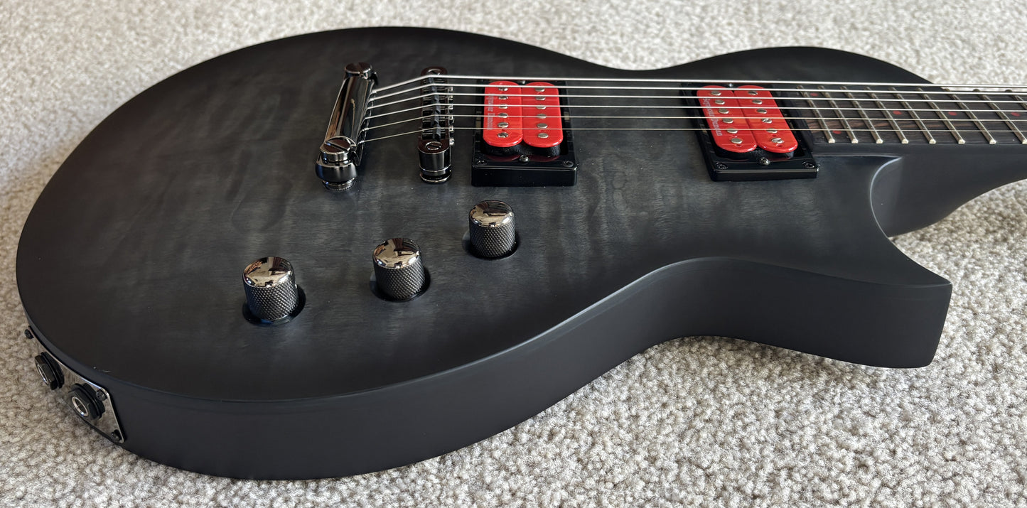 ESP LTD BB-600B Baritone Electric Guitar, See Thru Black Sunburst Satin