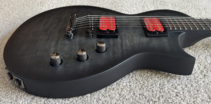 ESP LTD BB-600B Baritone Electric Guitar, See Thru Black Sunburst Satin