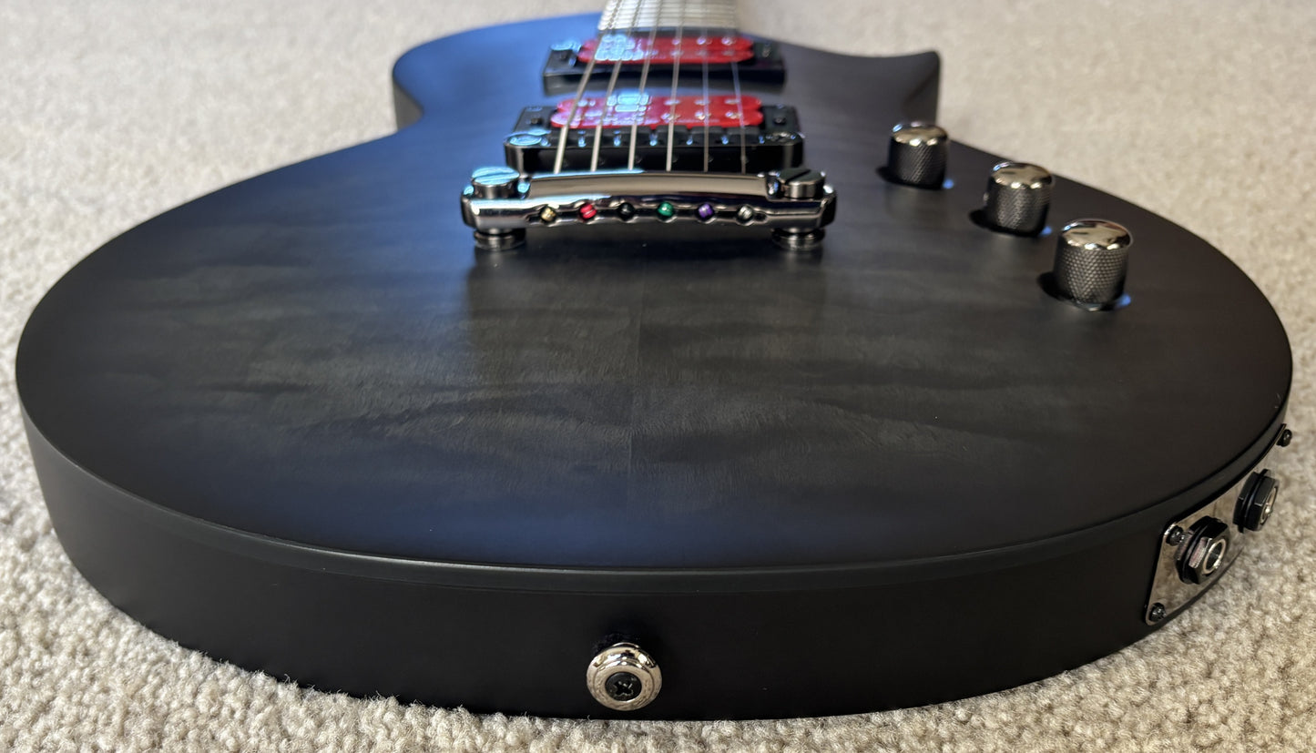 ESP LTD BB-600B Baritone Electric Guitar, See Thru Black Sunburst Satin