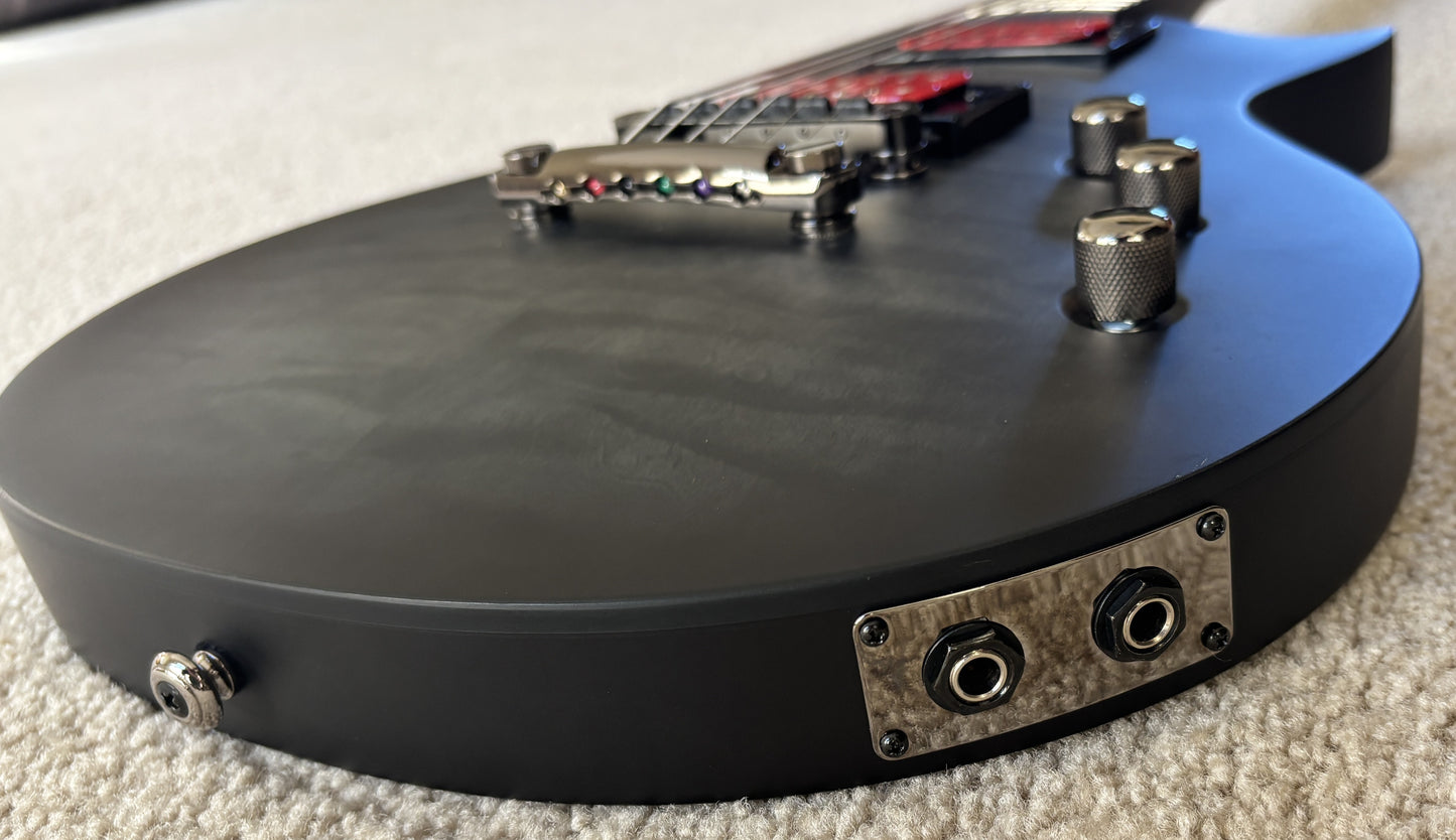 ESP LTD BB-600B Baritone Electric Guitar, See Thru Black Sunburst Satin