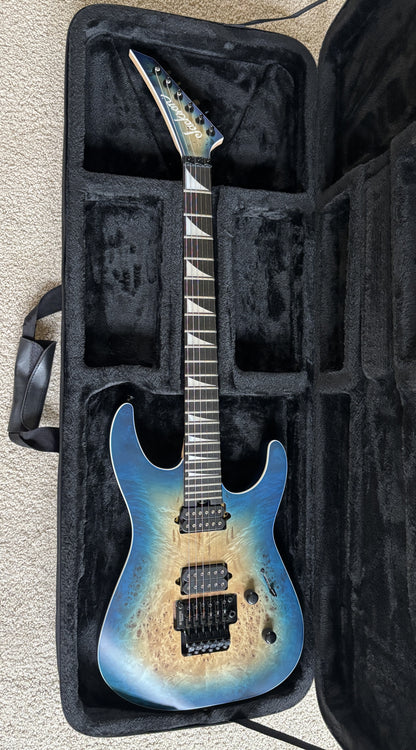 Jackson MJ Series Dinky DKRP Electric Guitar, Transparent Blue Burst, Foam Core Case