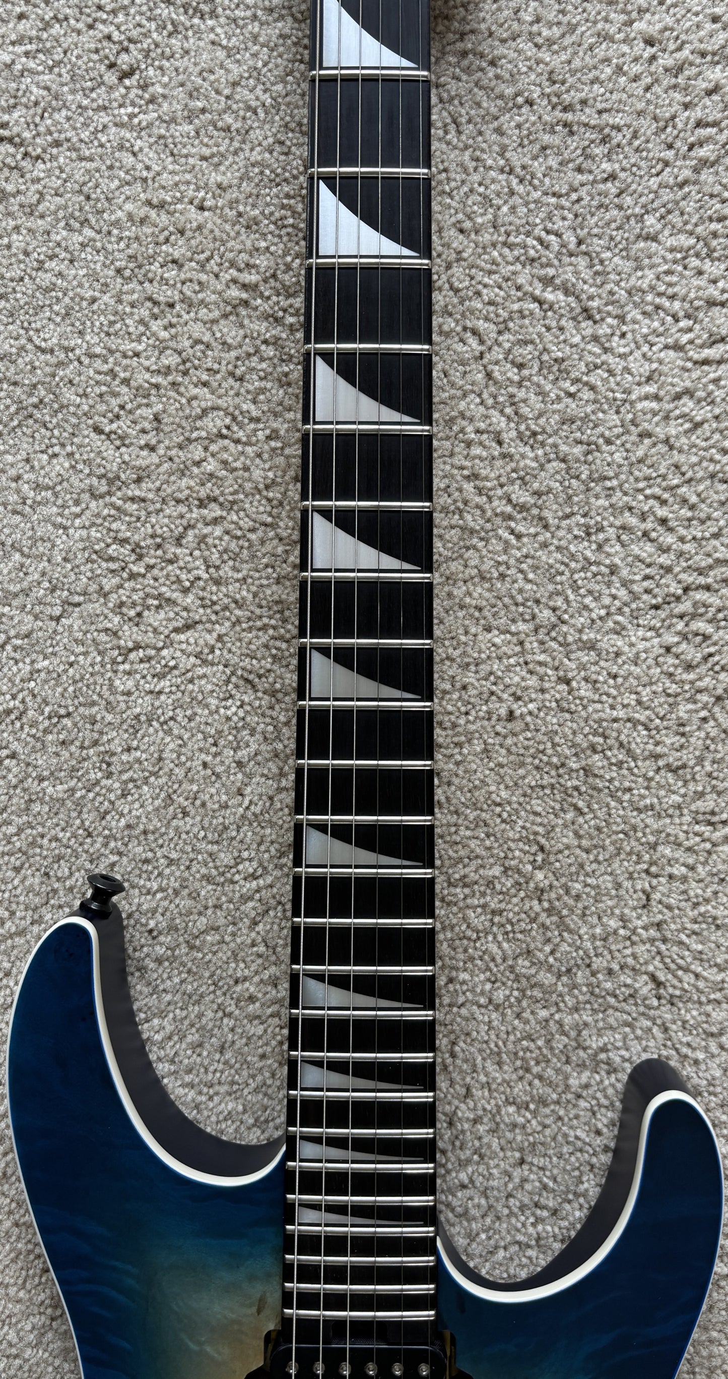 Jackson MJ Series Dinky DKRP Electric Guitar, Transparent Blue Burst, Foam Core Case