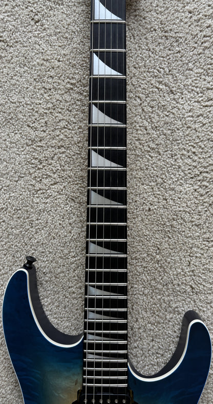 Jackson MJ Series Dinky DKRP Electric Guitar, Transparent Blue Burst, Foam Core Case