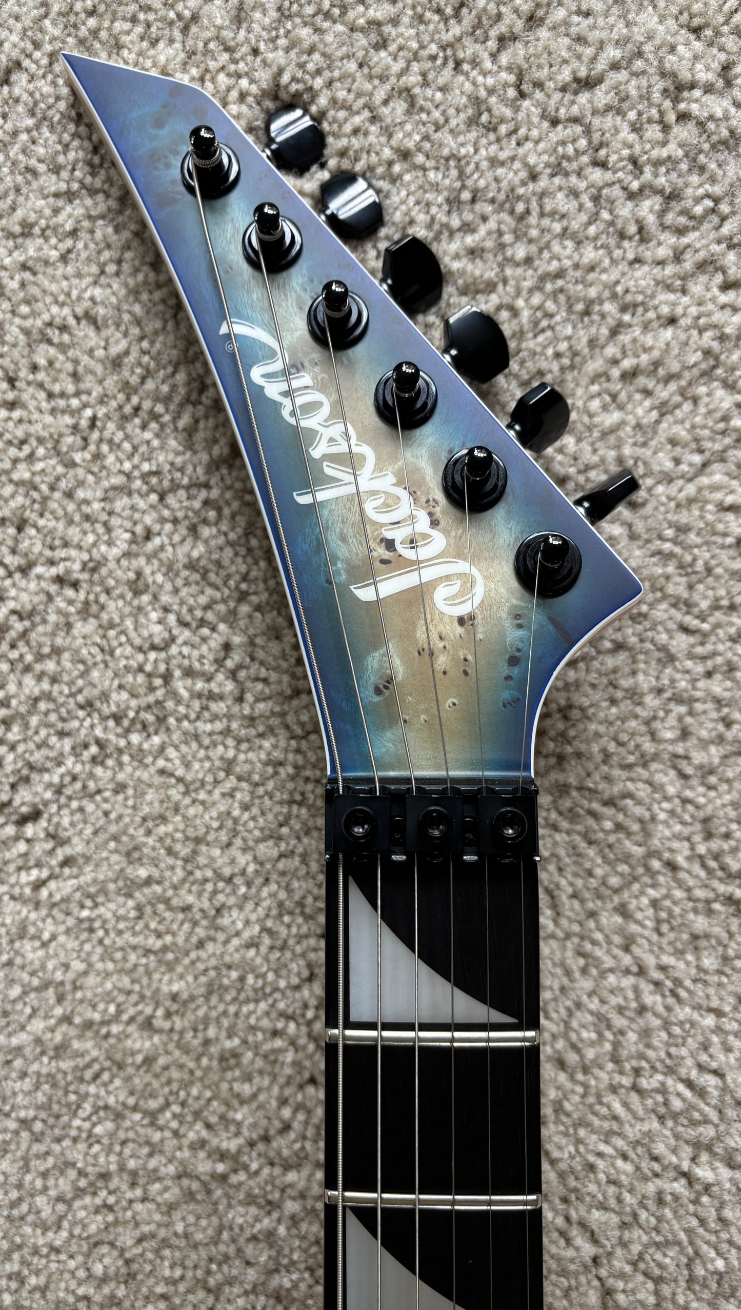 Jackson MJ Series Dinky DKRP Electric Guitar, Transparent Blue Burst, Foam Core Case