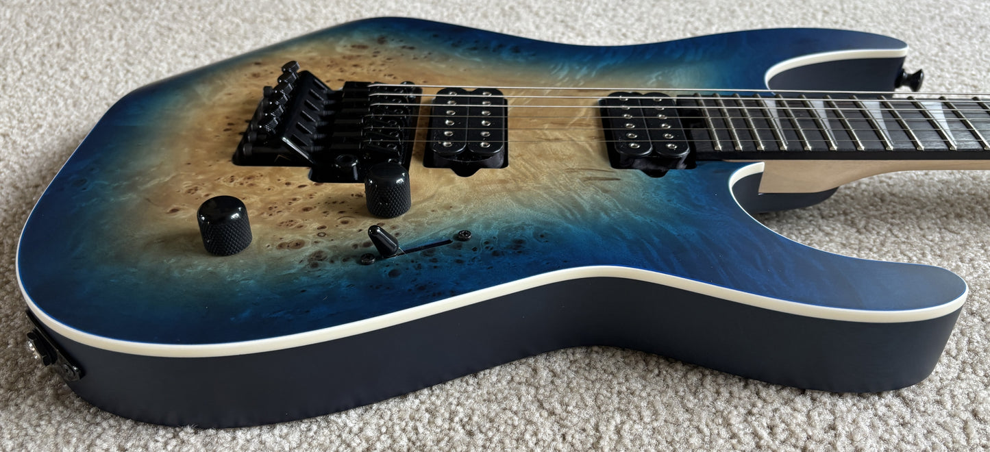 Jackson MJ Series Dinky DKRP Electric Guitar, Transparent Blue Burst, Foam Core Case