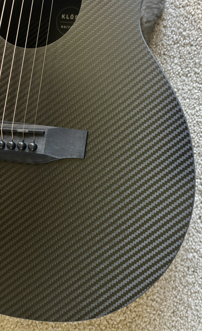 KLOS Full Carbon Series Grand Cutaway Mini Acoustic Electric Guitar, Carbon Fiber, Gig Bag