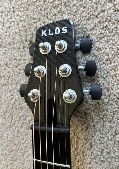 KLOS Full Carbon Series Grand Cutaway Mini Acoustic Electric Guitar, Carbon Fiber, Gig Bag