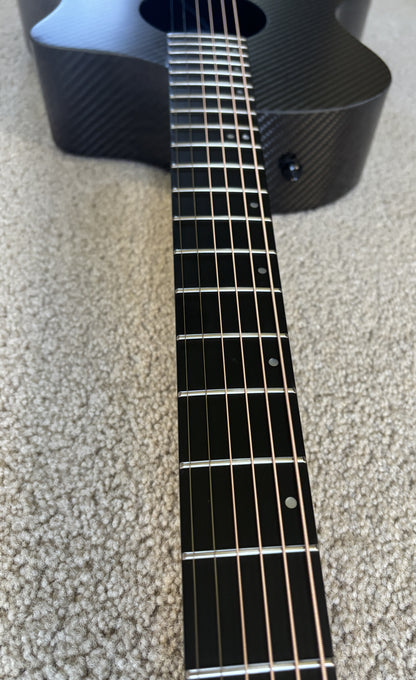 KLOS Full Carbon Series Grand Cutaway Mini Acoustic Electric Guitar, Carbon Fiber, Gig Bag