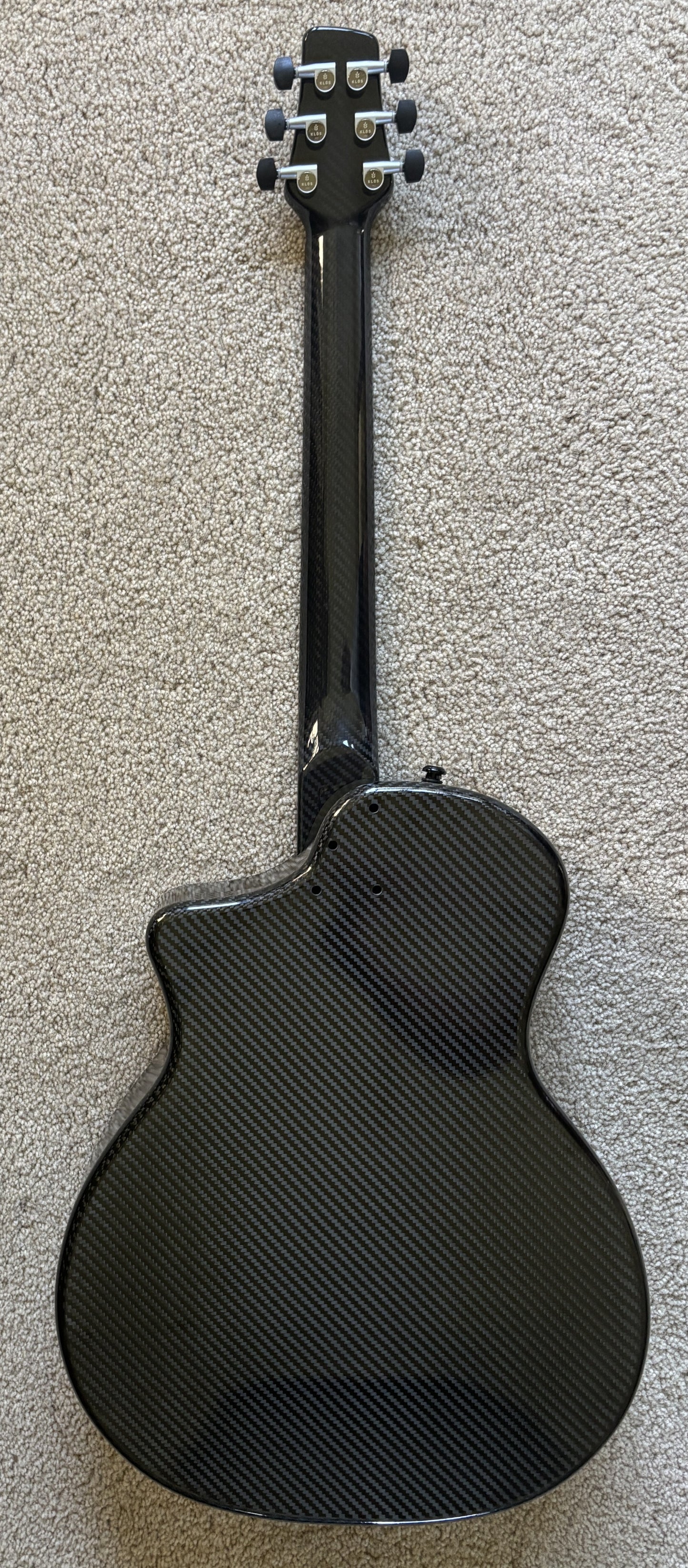 KLOS Full Carbon Series Grand Cutaway Mini Acoustic Electric Guitar, Carbon Fiber, Gig Bag