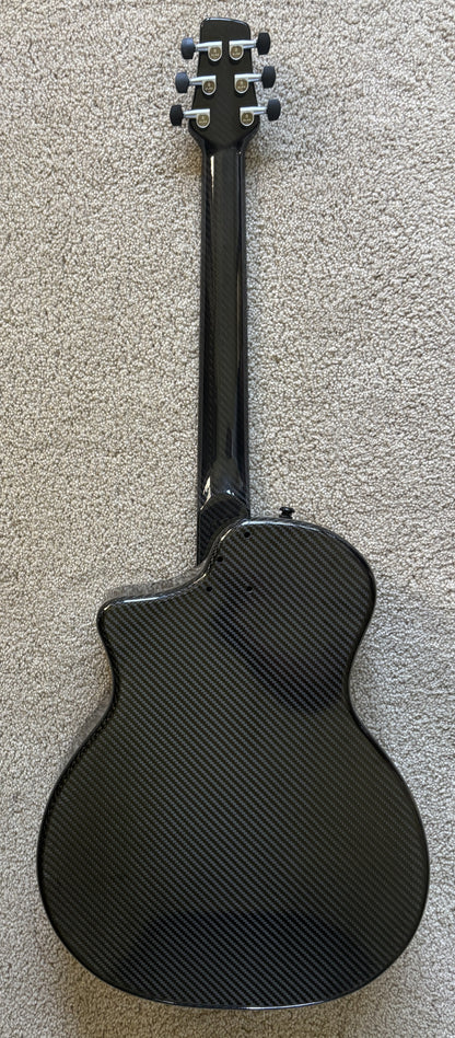 KLOS Full Carbon Series Grand Cutaway Mini Acoustic Electric Guitar, Carbon Fiber, Gig Bag